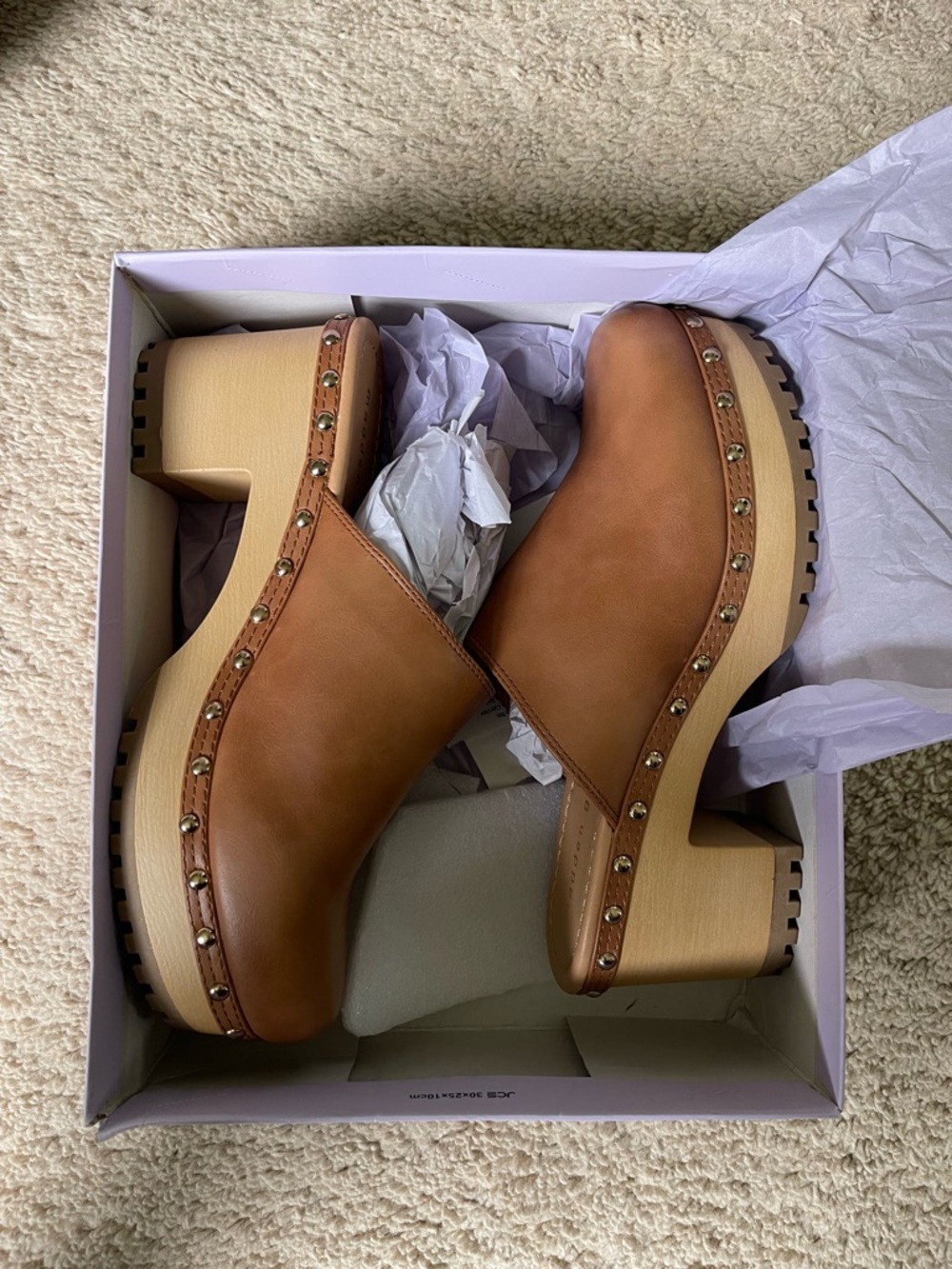 Madden Girl Cognac Tan Studded Platform Clogs
